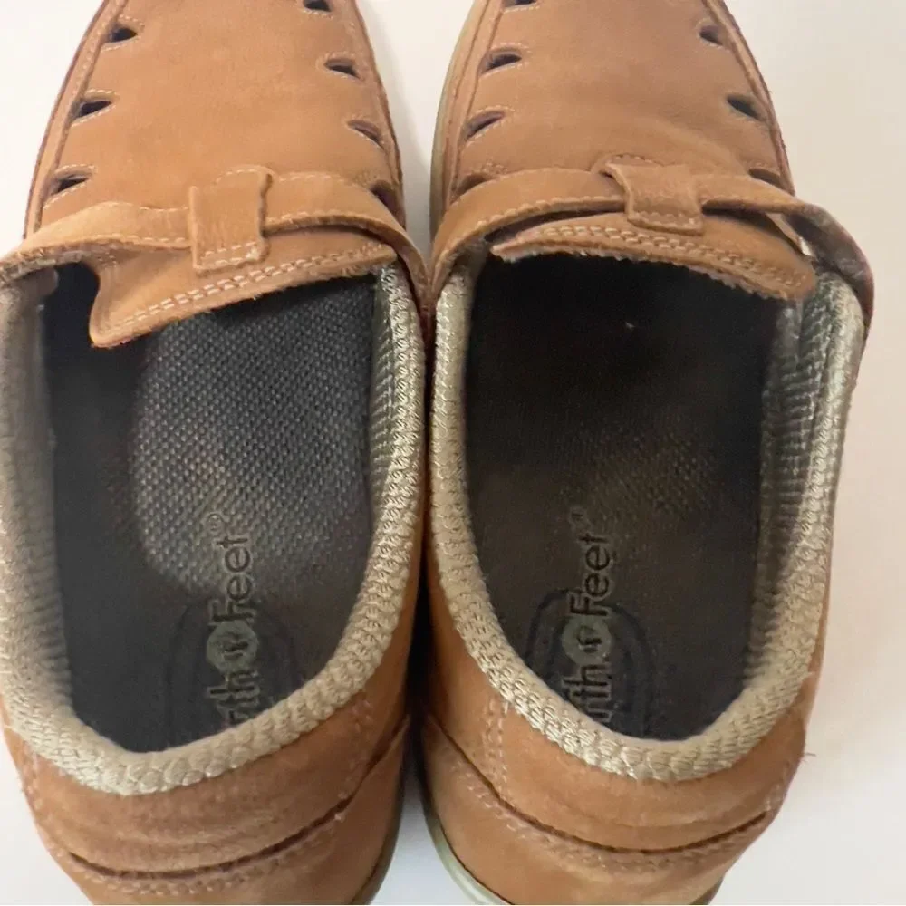 Orthofeet Serene Women's Tan Leather Comfort Orthotic‎ Slip On Shoes Size 7 M